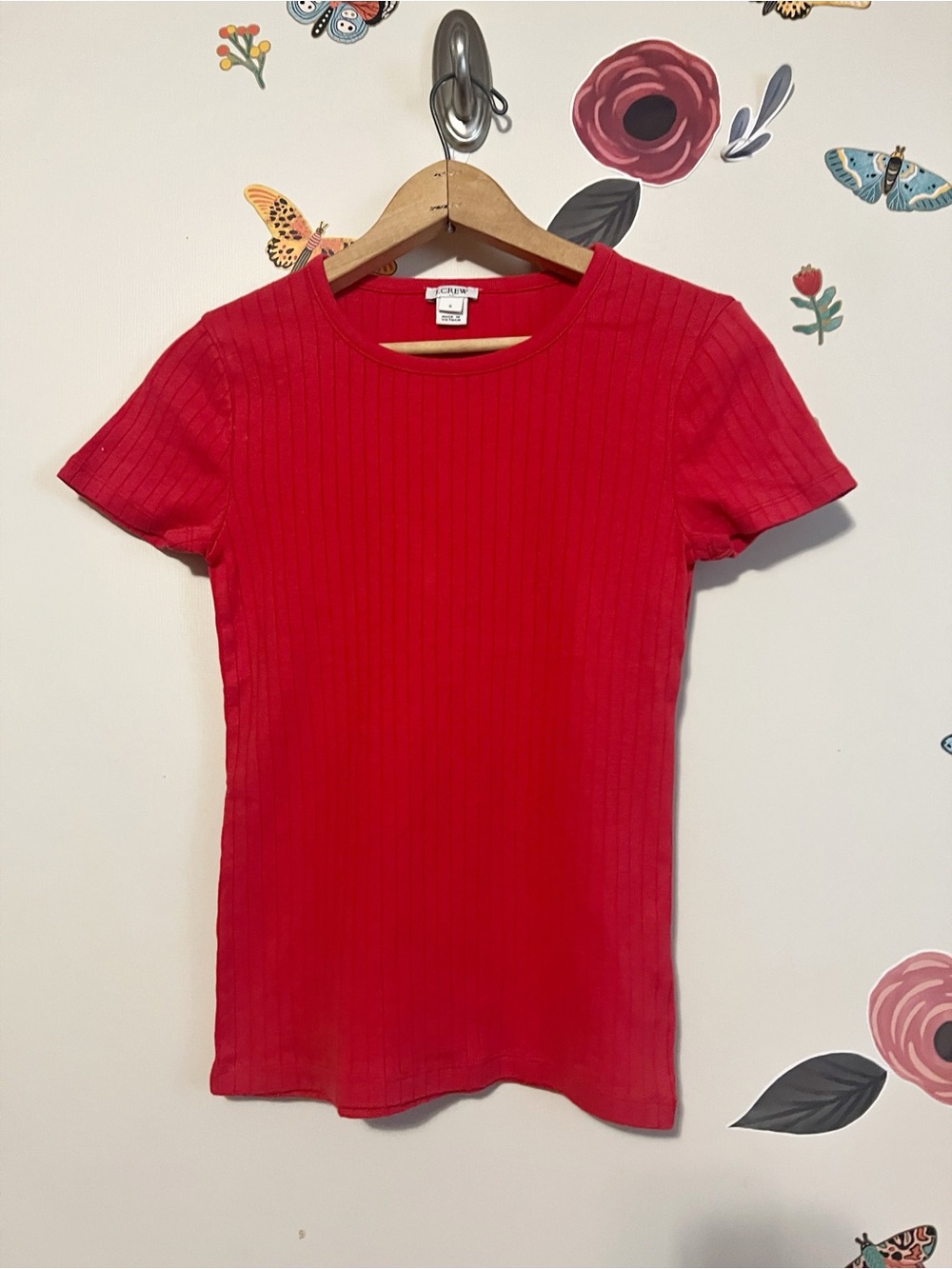 J. Crew Pink Ribbed Short-Sleeve Tee